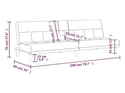 Sofá-cama com suportes para copos tecido cinzento-claro