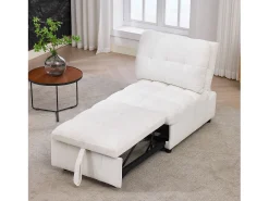 Sofá-cama conversível - 68 x 95 x 76 cm - com encosto e profundidade do assento ajustáveis - tecido - branco