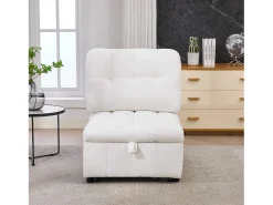 Sofá-cama conversível - 68 x 95 x 76 cm - com encosto e profundidade do assento ajustáveis - tecido - branco