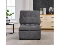 Sofá-cama conversível - 68 x 95 x 76 cm - com encosto e profundidade do assento ajustáveis - tecido - cinza