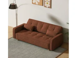 Sofá-Cama Conversível 3 Lugares Veludo Cotelê Terracota Estilo Escandinavo Moderno
