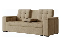 Sofá-Cama Conversível de 3 Lugares Modular em Veludo Cotelê Bege NOHO