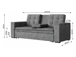 Sofá-Cama Conversível de 3 Lugares Modular em Veludo Cotelê Bege NOHO