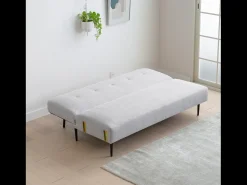 Sofá-Cama Conversível de 3 Lugares em Tecido Cinza BERNE - Design Elegante, Braços Removíveis, Conforto Máximo
