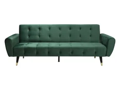 Sofá-Cama Conversível de 3 Lugares em Veludo Verde Ontario Moderno e Confortável