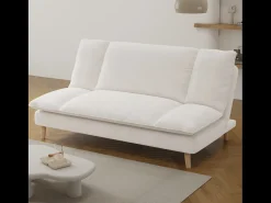 Sofá-Cama Conversível de 3 Lugares em Veludo Cotelê Azul Estilo Escandinavo
