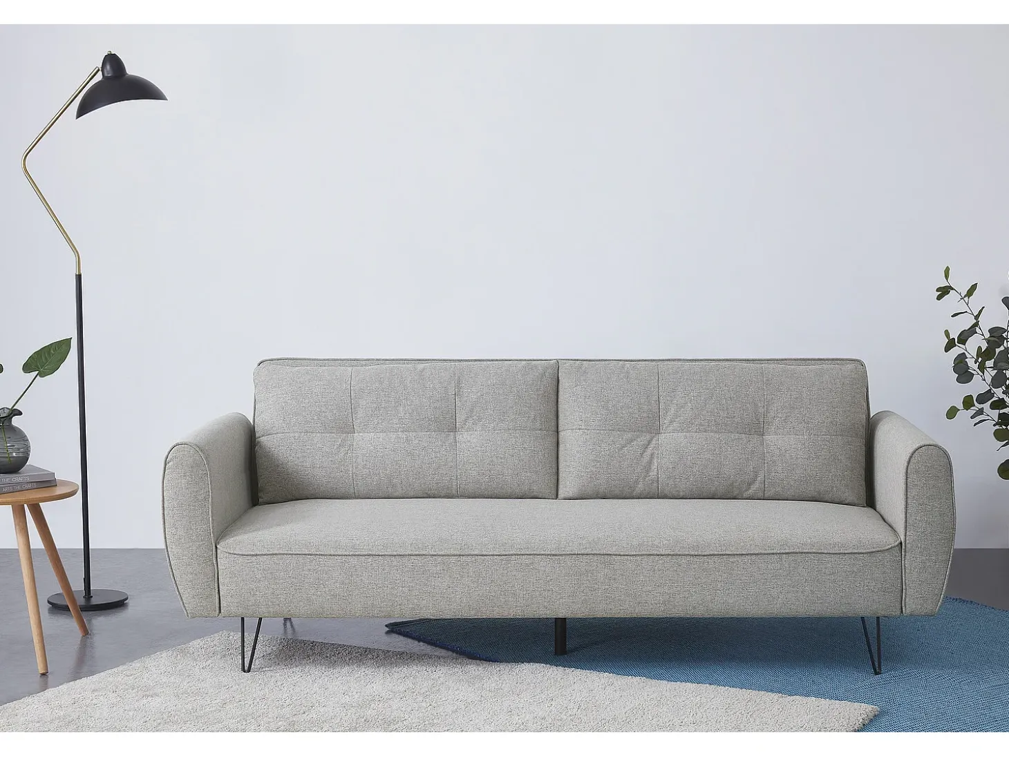 Sofá-Cama Conversível de 3 Lugares em Tecido Cinza Claro SOHO Moderno e Elegante
