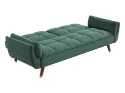 Sofá-cama conversível de 3 lugares GULCAN com mecanismo click-clack em veludo verde.