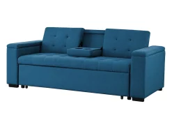 Sofá-Cama Conversível de 3 Lugares em Tecido Azul Petróleo Noho - Moderno e Modular