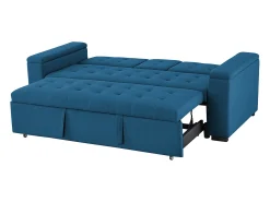 Sofá-Cama Conversível de 3 Lugares em Tecido Azul Petróleo Noho - Moderno e Modular