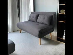 Sofá-Cama Conversível em Tecido Cinza Escuro de 2 Lugares DORIS Moderno e Funcional