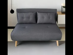 Sofá-Cama Conversível em Tecido Cinza Escuro de 2 Lugares DORIS Moderno e Funcional