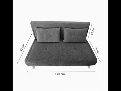 Sofá-Cama Conversível em Veludo Cotelê Bege 2 Lugares ENNIS