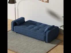 Sofá-Cama Conversível Escandinavo de 3 Lugares em Veludo Cotelê Azul COPENHAGUE