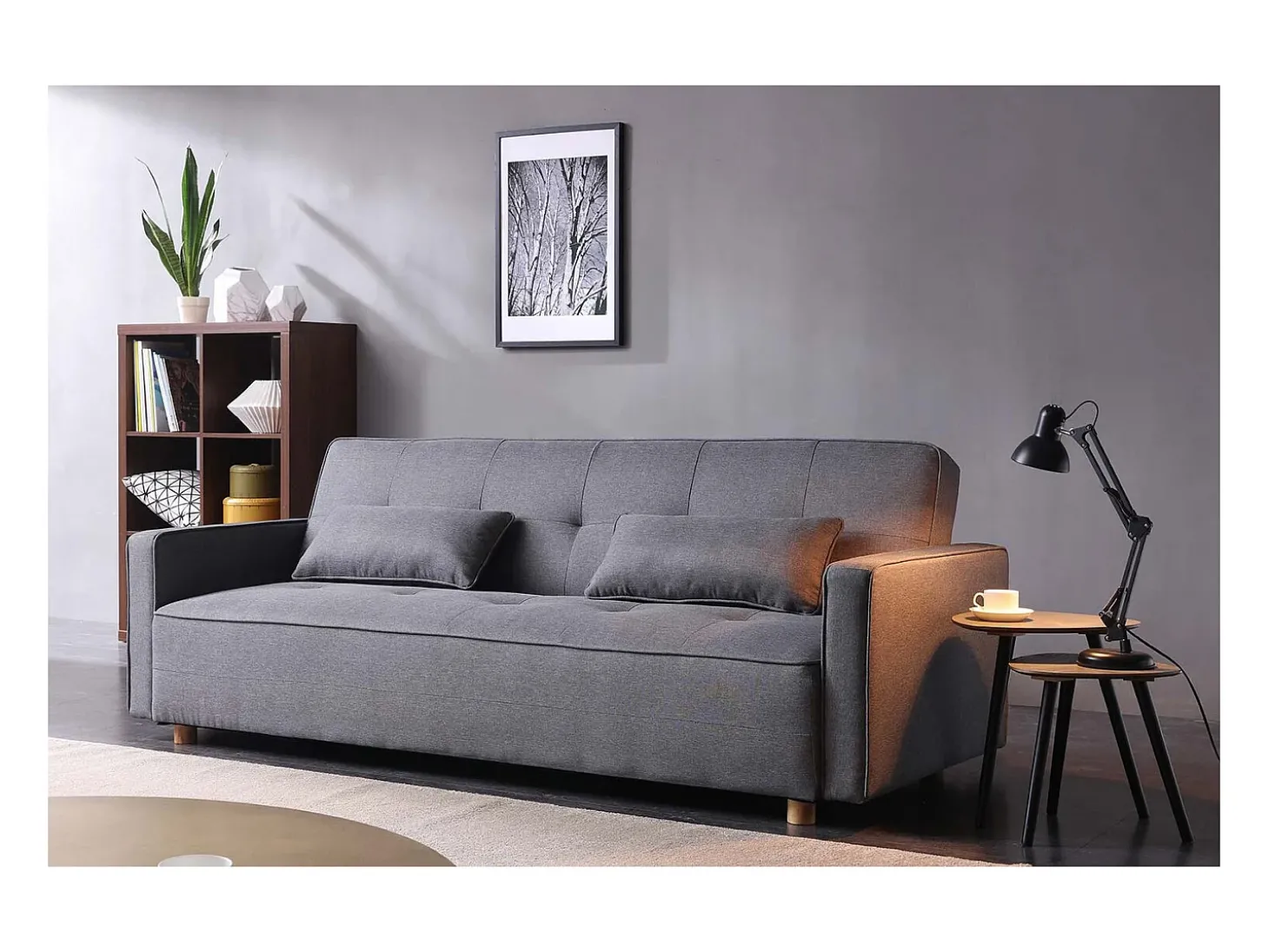 Sofá-Cama Conversível Escandinavo 3 Lugares Cinza COPENHAGUE Design Único e Conforto XXL