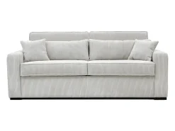 Sofá-cama conversível Express em veludo cotelê bege, com estrado de ripas de 160 cm e 16 cm de espessura, MONDOVI