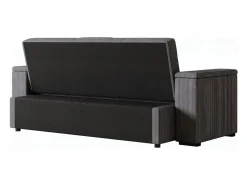 Sofá-Cama Conversível Modular de 3 Lugares em Veludo Cotelê Cinza com Armazenamento NOHO