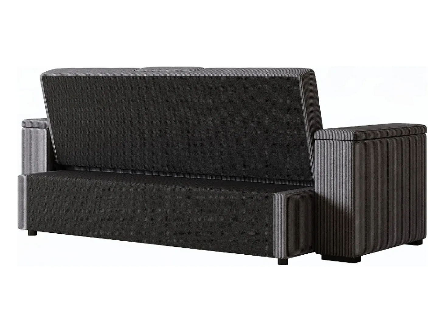 Sofá-Cama Conversível Modular de 3 Lugares em Veludo Cotelê Cinza com Armazenamento NOHO