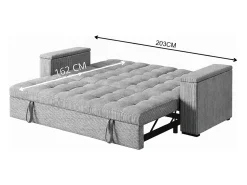 Sofá-Cama Conversível Modular de 3 Lugares em Veludo Cotelê Cinza com Armazenamento NOHO