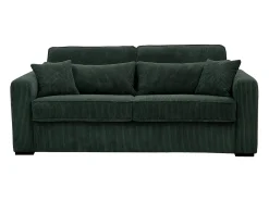 Sofá-cama conversível MONDOVI Express em veludo cotelê verde, área para dormir de 160 cm, colchão de 16 cm.