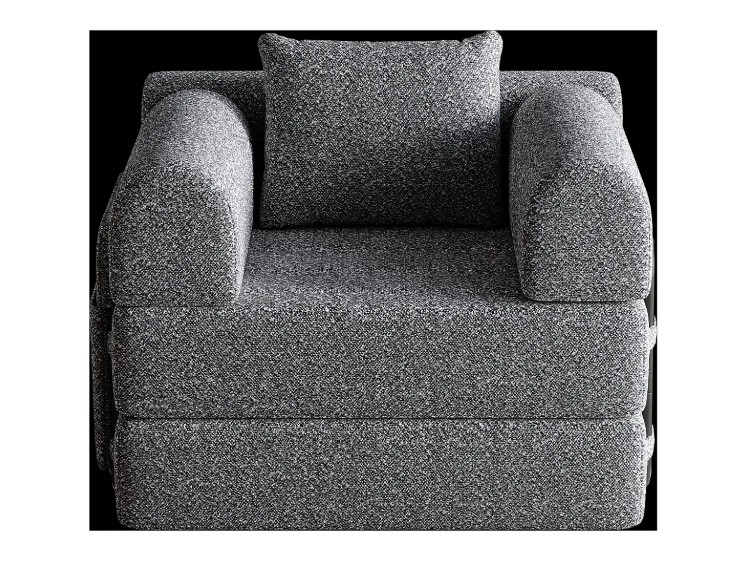 Sofá-cama convertível - Um lugar - Tecido chenille cinzento