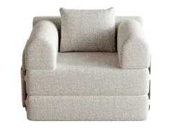 Sofá-cama convertível - Um lugar - Tecido chenille caqui