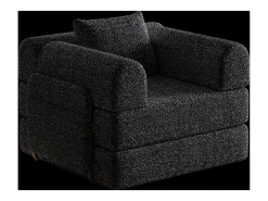 Sofá-cama convertível - Um lugar - Tecido chenille preto