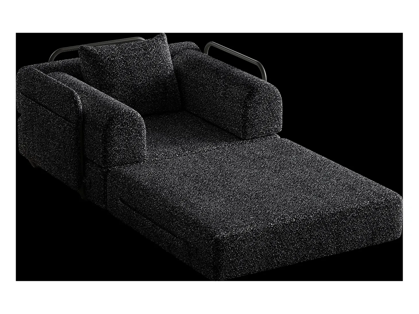 Sofá-cama convertível - Um lugar - Tecido chenille preto
