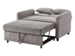 Sofá-cama convertível cinzento de 2 lugares - Encosto ajustável em 3 posições - Tecido de algodão e linho
