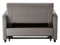 Sofá-cama convertível cinzento de 2 lugares - Encosto ajustável em 3 posições - Tecido de algodão e linho