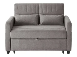 Sofá-cama convertível cinzento de 2 lugares - Encosto ajustável em 3 posições - Tecido de algodão e linho