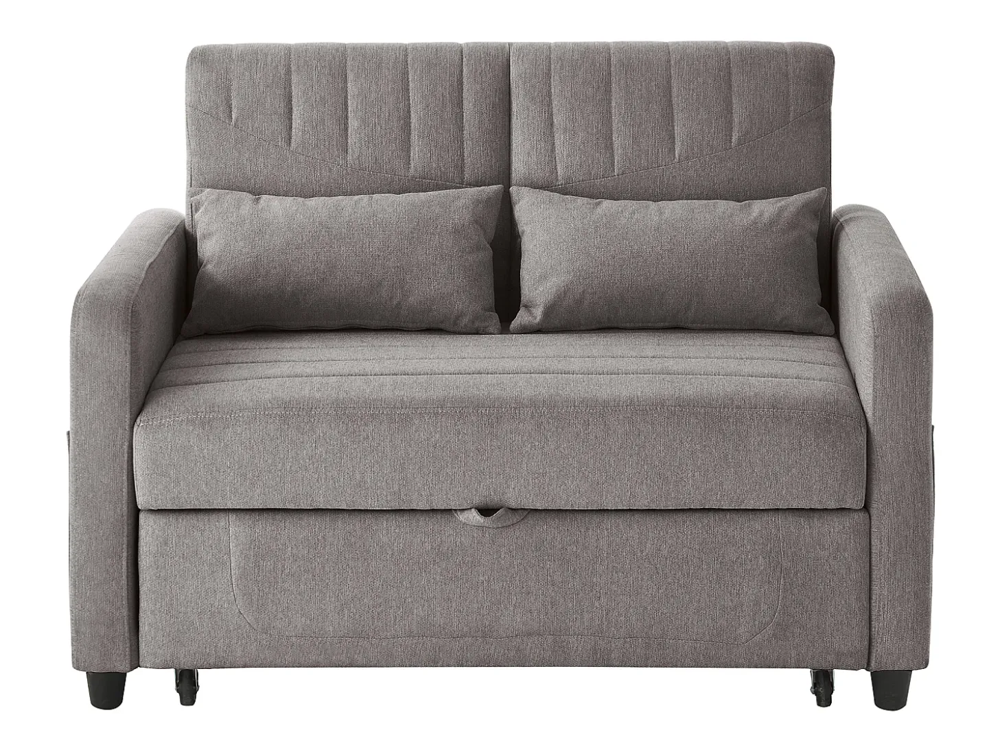 Sofá-cama convertível cinzento de 2 lugares - Encosto ajustável em 3 posições - Tecido de algodão e linho