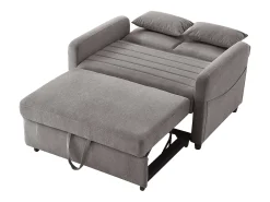 Sofá-cama convertível cinzento de 2 lugares - Encosto ajustável em 3 posições - Tecido de algodão e linho