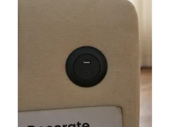 Sofá-cama convertível de 2 lugares com entrada USB e encosto ajustável - Sofá-cama em chenille - Bege