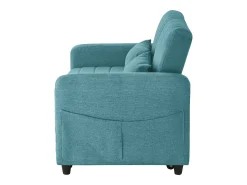 Sofá-cama convertível de 2 lugares em azul-esverdeado antigo - Encosto ajustável em 3 posições - Tecido de algodão e linho