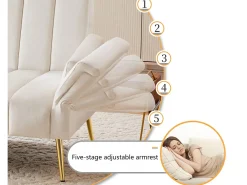 Sofá-cama convertível de 3 lugares em tecido de veludo - Bege