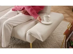 Sofá-cama convertível de 3 lugares em tecido de veludo - Bege