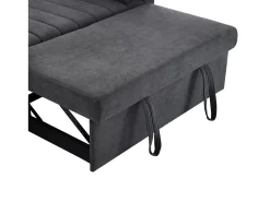 Sofá-cama convertível de 2 lugares com encosto ajustável - Revestido em tecido de linho e algodão - Cinza