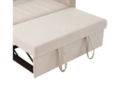 Sofá-cama convertível de 2 lugares com encosto ajustável - Revestido em tecido de linho e algodão - Bege