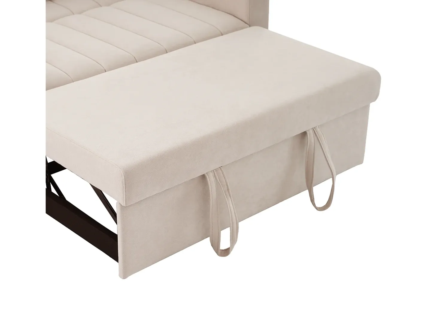 Sofá-cama convertível de 2 lugares com encosto ajustável - Revestido em tecido de linho e algodão - Bege