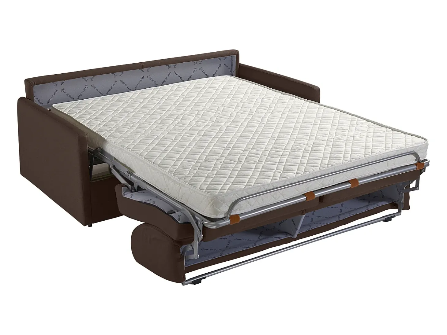 Sofá-cama convertível exprés em tecido marrom com assento de memória de forma 160 cm colchão 14 cm CALIFE