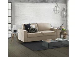 Sofá-cama Daabbo, Sofá grande de 2 lugare, 100% Fabricado na Itália, Sofá da ala com abertura giratória, em tecido acolchoado, com braço padrão, 200x95h90 cm, Bege