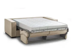 Sofá-cama Daabbo, Sofá grande de 2 lugare, 100% Fabricado na Itália, Sofá da ala com abertura giratória, em tecido acolchoado, com braço padrão, 200x95h90 cm, Bege