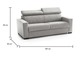 Sofá-cama Daame, ofá de 2 lugare, 100% Fabricado na Itália, Sofá da ala com abertura giratória, com apoio de cabeça ajutávei â€<â€<e braço fino, 160x95h85 cm, Cinza