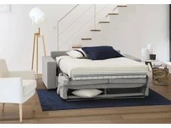 Sofá-cama Daame, ofá de 2 lugare, 100% Fabricado na Itália, Sofá da ala com abertura giratória, com apoio de cabeça ajutávei â€<â€<e braço fino, 160x95h85 cm, Cinza