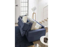 Sofá-cama Daara, ofá de 3 lugare, 100% Fabricado na Itália, Sofá da ala com abertura giratória, com apoio de cabeça ajutávei â€<â€<e braço fino, 200x95h85 cm, Azul