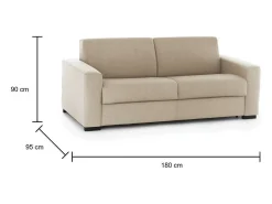 Sofá-cama Daaze, sofá de 2 lugares, 100% Fabricado na Itália, Sofá da sala com abertura giratória, em tecido acolchoado, com braços padrão, 180x95h90 cm, Bege
