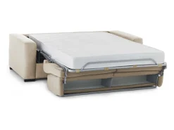 Sofá-cama Daaze, sofá de 2 lugares, 100% Fabricado na Itália, Sofá da sala com abertura giratória, em tecido acolchoado, com braços padrão, 180x95h90 cm, Bege
