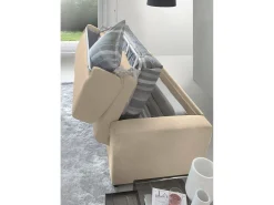Sofá-cama Daaze, sofá de 2 lugares, 100% Fabricado na Itália, Sofá da sala com abertura giratória, em tecido acolchoado, com braços padrão, 180x95h90 cm, Bege