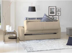 Sofá-cama Daaze, sofá de 2 lugares, 100% Fabricado na Itália, Sofá da sala com abertura giratória, em tecido acolchoado, com braços padrão, 180x95h90 cm, Bege